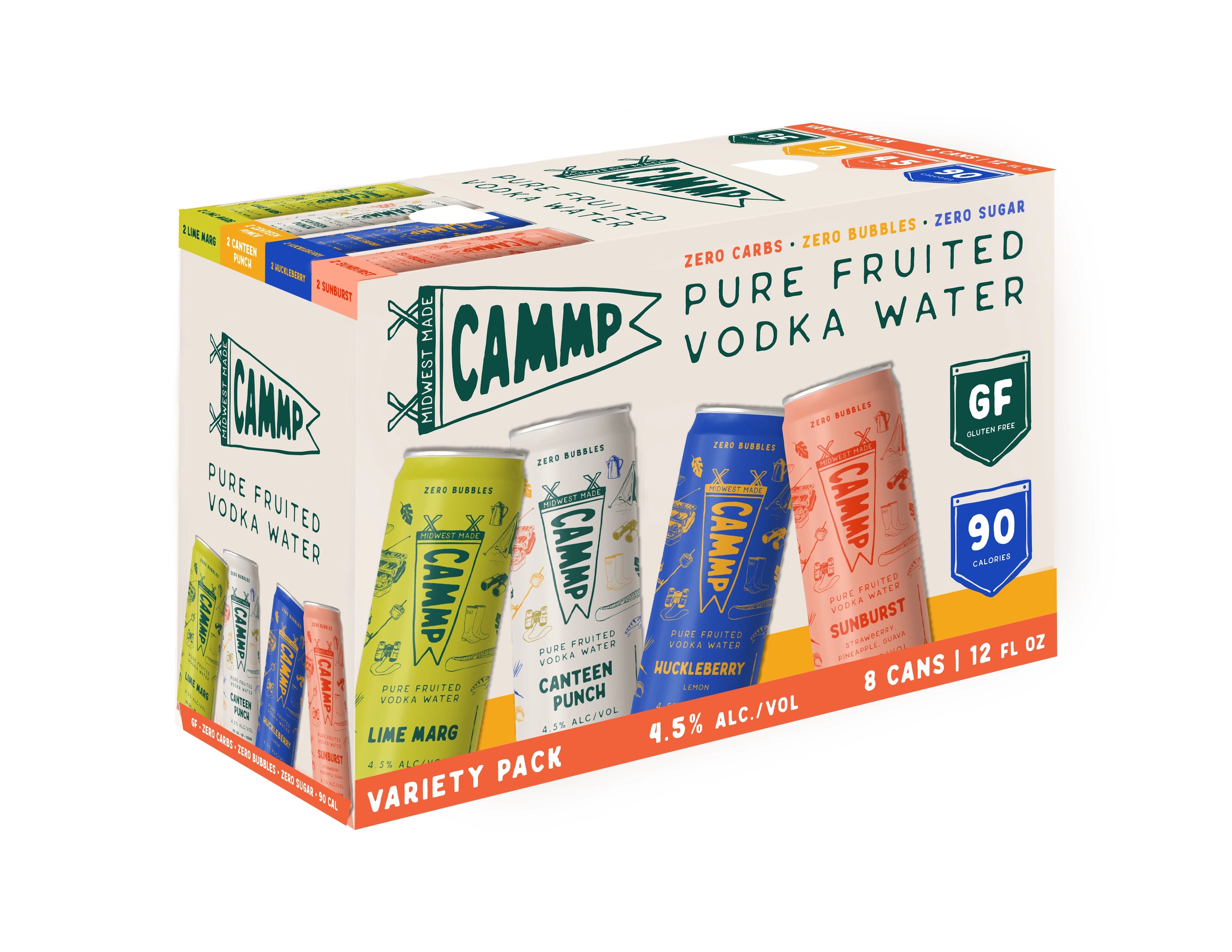 Case of CAMMP Pure Fruited Vodka Water Variety Pack